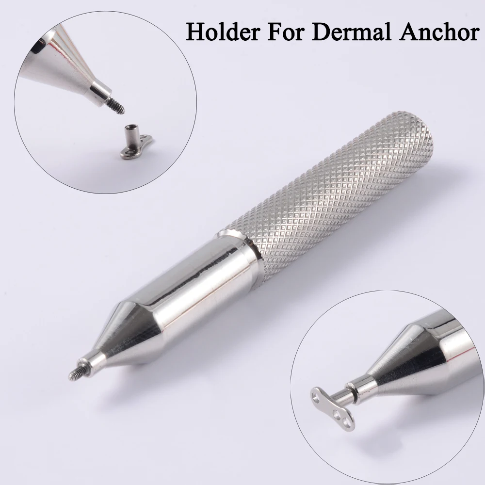 

1PC Professional Holder for Dermal Anchors 16G 1.2MM Threaded Base Insertion Tools Stainless Steel Body Piercing Jewelry