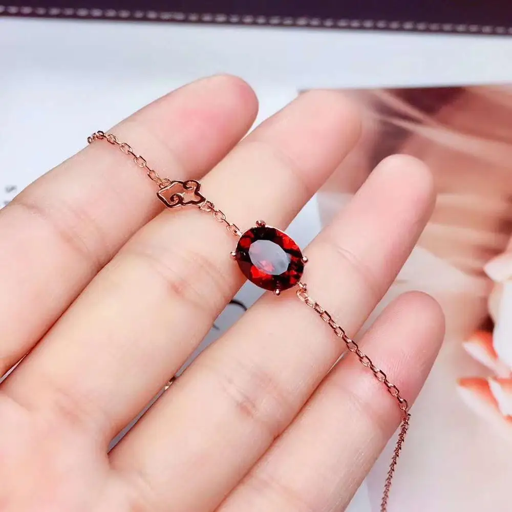 Чистый натуральный и гранатовый браслет-цепочка Бесплатная доставка гранат 925
