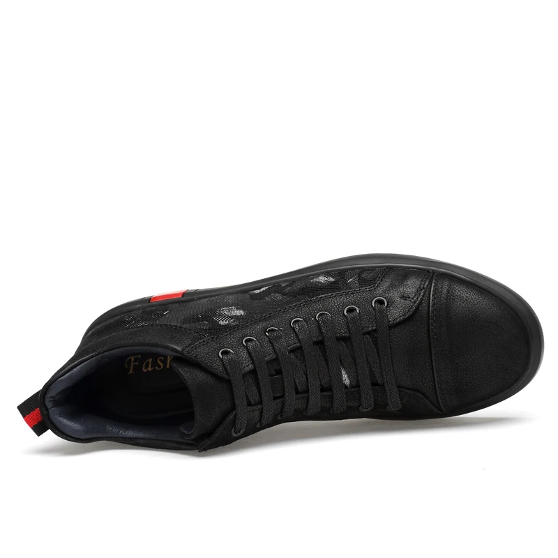 Harga Sepatu Kulit Asli Baru Sepatu Sneakers High Top Pria Mewah Modis Hitam Sepatu Pria Muda Jalanan Keren Sepatu Bot Pergelangan Kaki Pria Bermerek