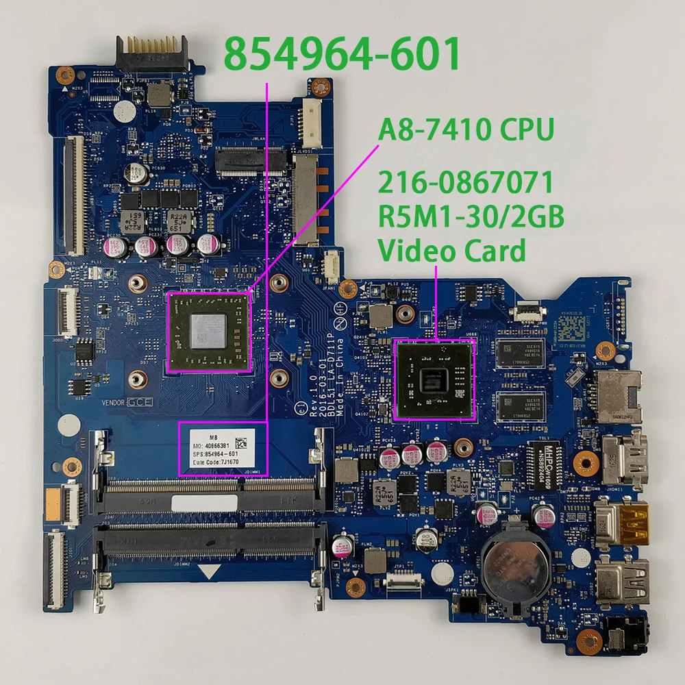 854964 601 001 w R5M1 30/2GB Graphics A8 7410 CPU для HP Envy 15 BA Series протестированная материнская плата