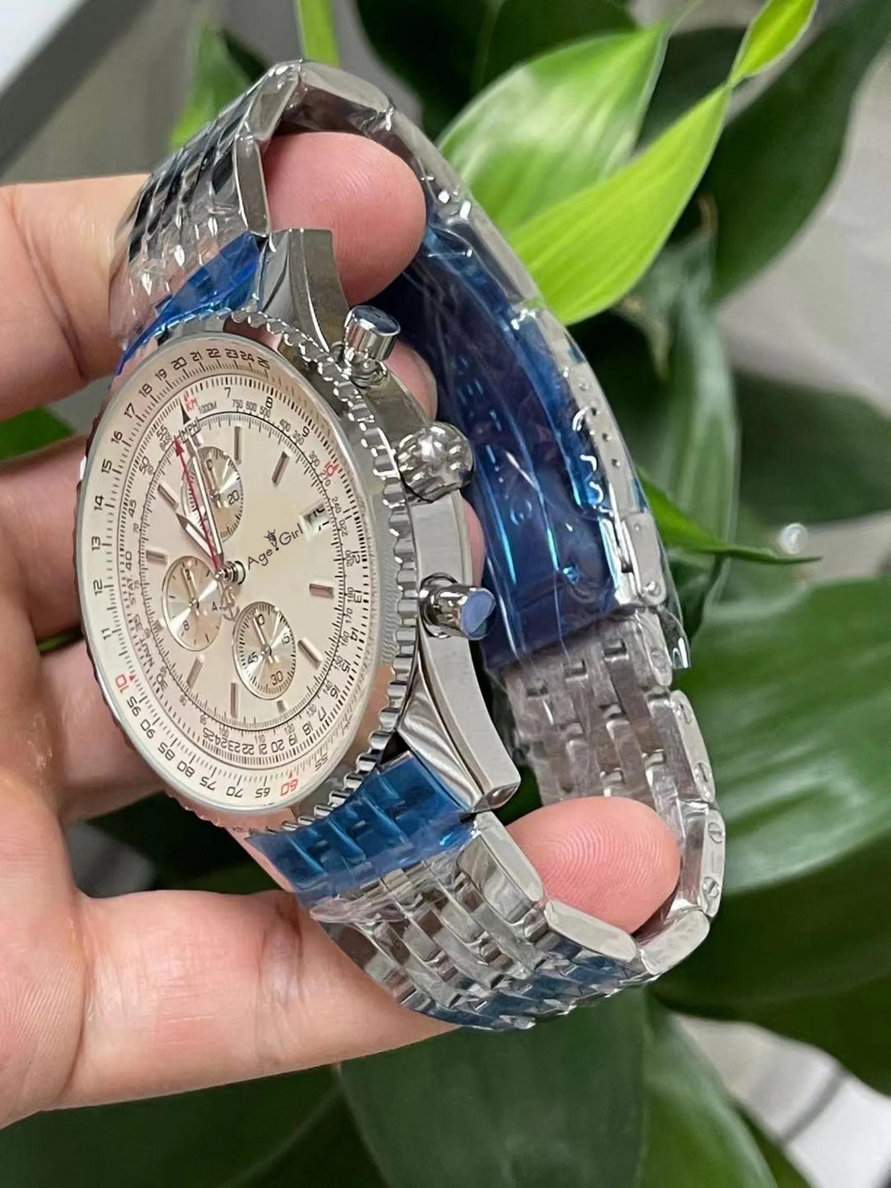 

Limited New Men Quartz Chronograph Stopwatch Watch Black Blue Stainless Steel Bracelet Sapphire Glass Watches 46mm AAA+