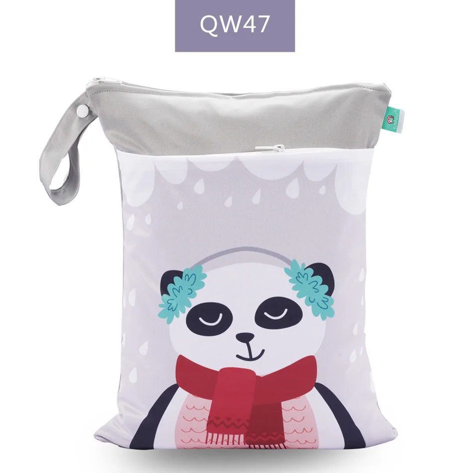QW47-wet bag Elinfant 1 шт. многоразовая водонепроницаемая сумка для подгузников с модными принтами влажная сухая сумка для подгузников с двойным карманом тканевые сумки с ручками 30*40 см - Цвет: QW47-wet bag