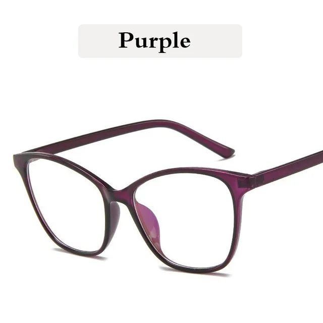 Purple Кошачий глаз очки оправа для женщин прозрачная Классическая оправа винтажные очки для близорукости очки Lunettes De Vue Femme - Цвет оправы: Purple