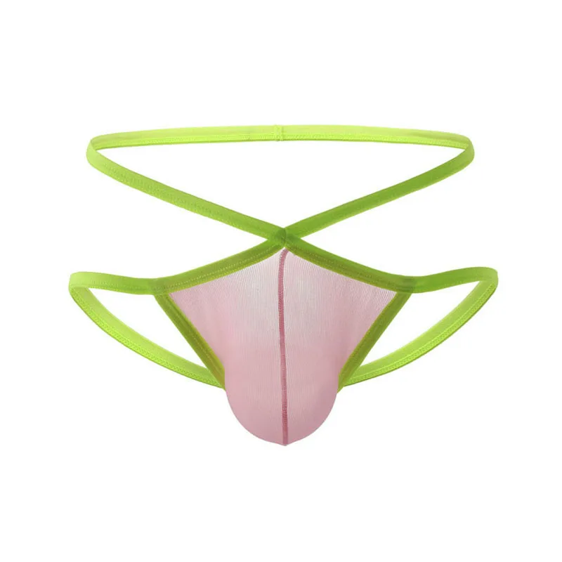 

Men Sexy G-string Thongs Gay Men Underwear Solid Ultra-thin Low Waist Panties Ice Silk Underpants Man Bikini Briefs Jockstrap