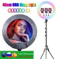 18inch 45cm rgb selfie led ring light tripod phone camera holder colorful photography lamp for youtube vk video ringlight