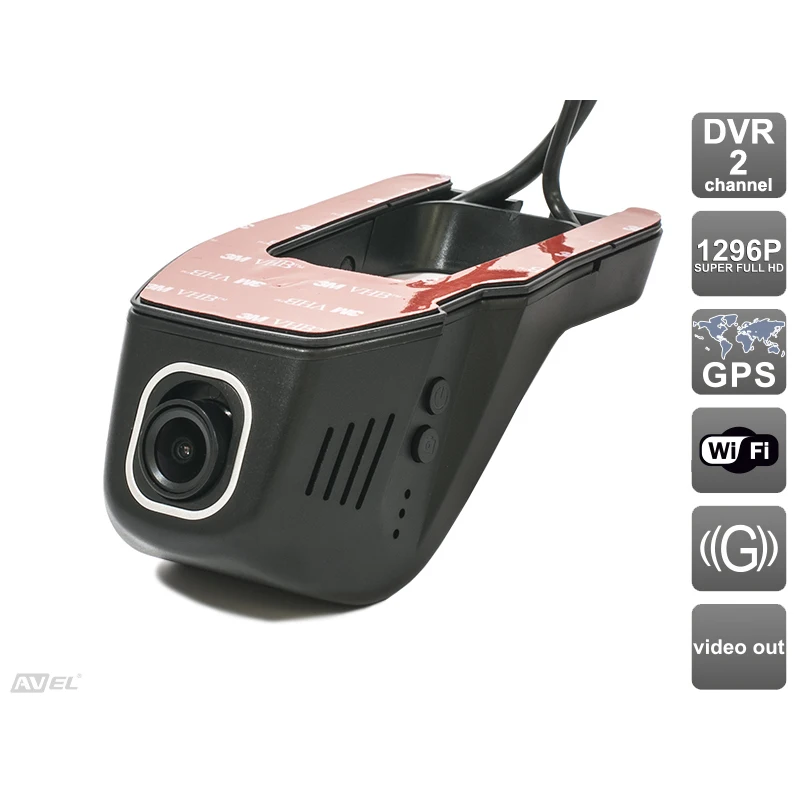 Универсальный двухканальный автомобильный Ultra HD (1296P) видеорегистратор с GPS AVS400DVR