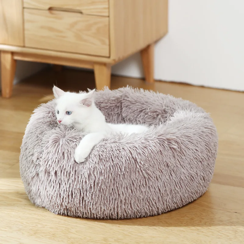 

Plush Round Dog Kennel Mat Dog Blanket Cat Bed House Sofa Winter Warm Donut Dog Bed Washable Cushions For Small Medium Large Dog
