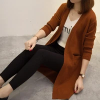 knitted jacket fashion womens spring and autumn new loose wild color sweater knit cardigan womens long sweater coat