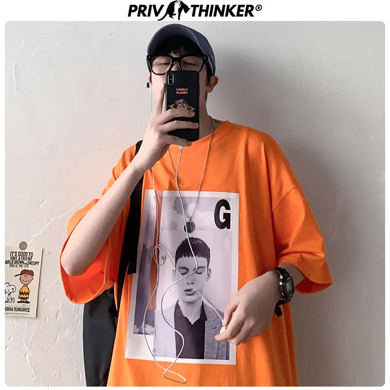 Мужская футболка с короткими рукавами Privathinker уличная свободная в стиле хип-хоп