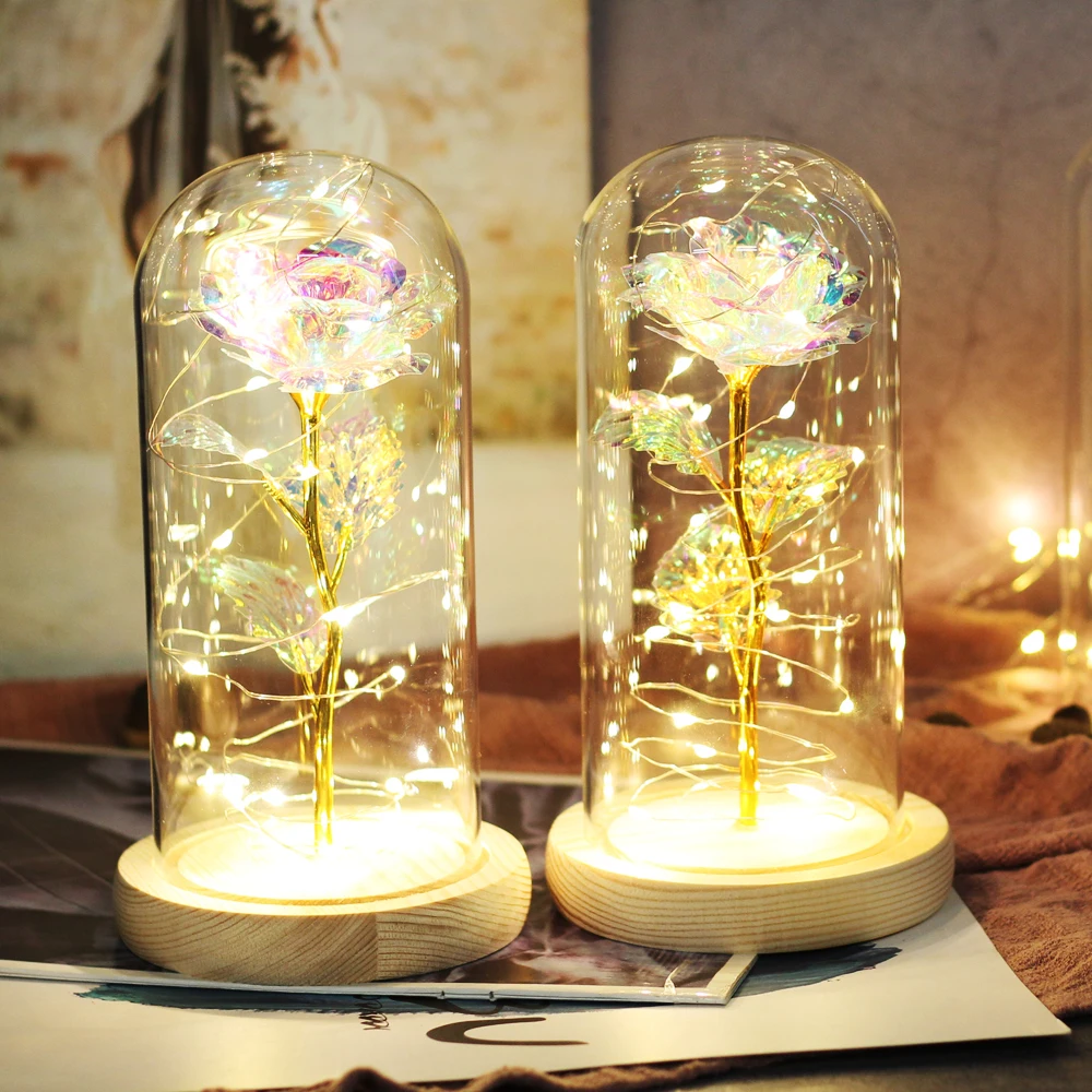 Реалистичная Роза в колбе Dorp Красавица и чудовище стеклянный купол