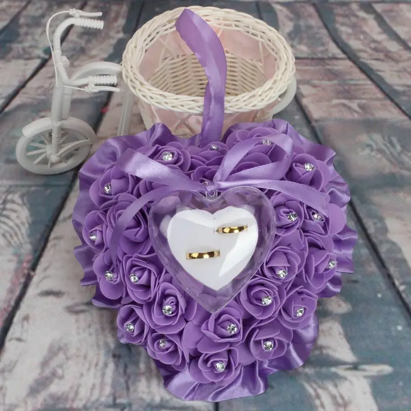 Романтическое кольцо подушка в форме сердца с имитацией цветка из пенопласта