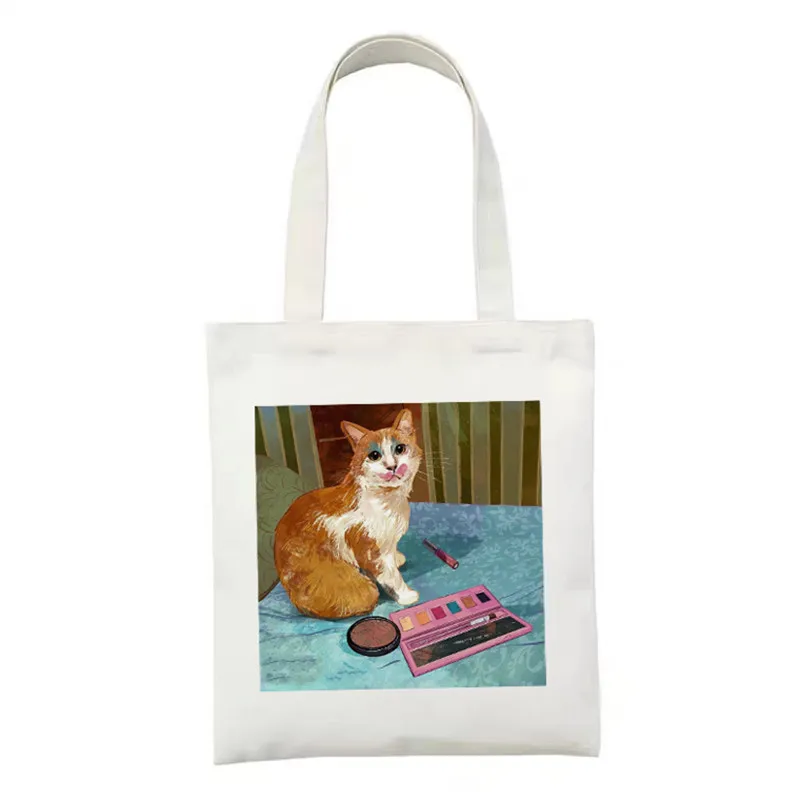 

Ladies reusable shopping bag Harajuku Women Shoulder Bag Retro Canvas Bag Cartoon Graphics Women Shopping Bag canvas shopper bag