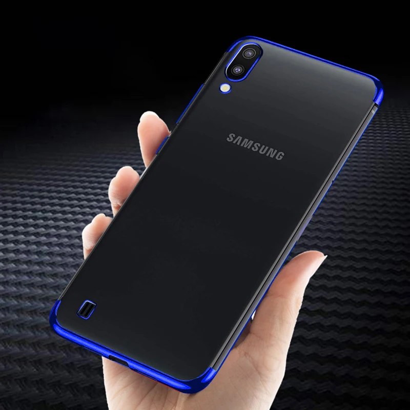 Роскошный защитный чехол для телефона, чехол с покрытием для samsung A50 A20 A10 A30 A40 M10 M20 A20e A70, мягкий силиконовый прозрачный чехол - Цвет: Синий
