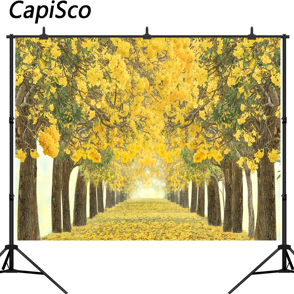 

Фон для фотосъемки с изображением Желтых Цветов деревьев фон для фотосъемки свадьбы малыша дня рождения вечеринки портретная фотобудка ре...