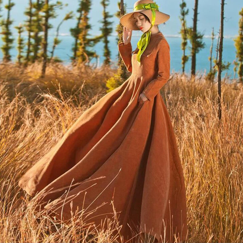 Новинка 2019 года сезон весна-осень однотонные Длинные вечерние платья для женщин