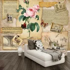 Настенная 3D Бумага в стиле ретро под заказ, старая газета, роза, цветок, домашний индустриальный декор, панно для баров и кафе, Декоративные самоклеящиеся обои