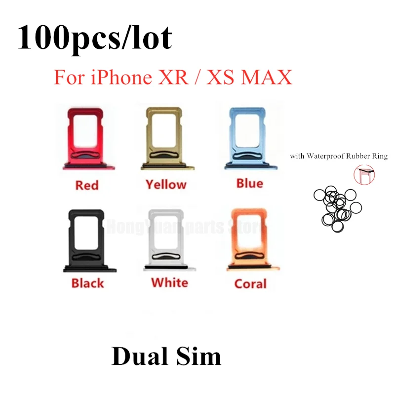 100pcs SIM Card Holder Adapter Socket For iPhone XR XS MAX Dual SIM Card Holder Tray Slot Waterproof Moistureproof Rubber Ring