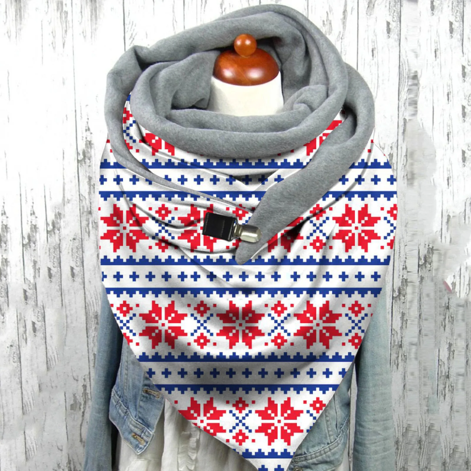 

Winter Women Christmas Print Scarves Button Soft Wrap Casual Warm Scarf Shawls Winter Windproof Warm Lady Scarf Foulard Femme
