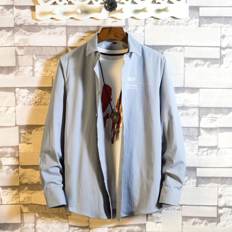 

Men's New Letter Printing Business Long-sleeved Shirt Classic Fashion Design Casual Office Work Clothes High-quality Men's