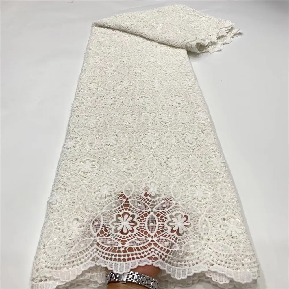 

High Quality African Lace Fabric Embroidery Swiss French Tulle Cotton 5yards Wedding Party Dress DP115-391