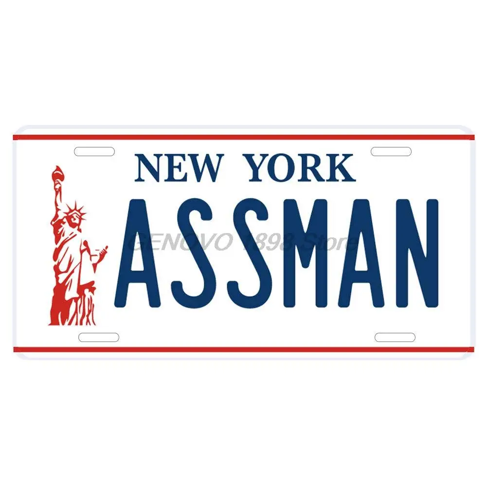 

Embossed Prop Number Tag, Assman, Vanity License Plate, Seinfeld | Cosmo Kramer | (Aluminum, Non-Distressed)