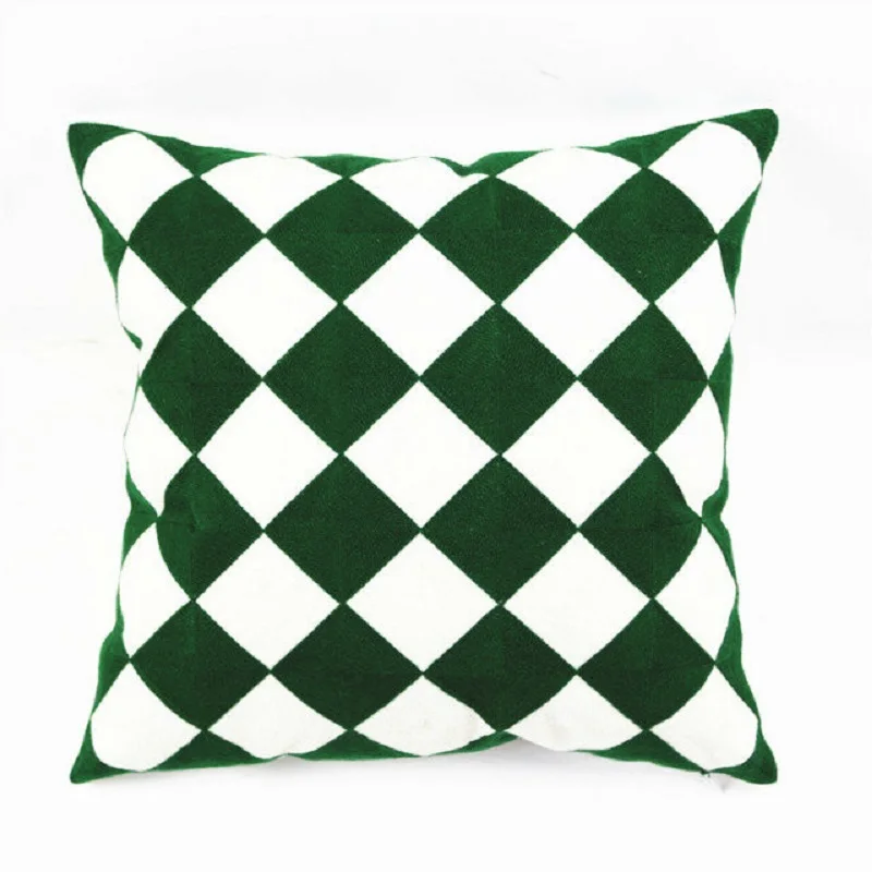 Бесплатная доставка 45X45cm шерстью вышивка Подушка Чехол геометрический домашний