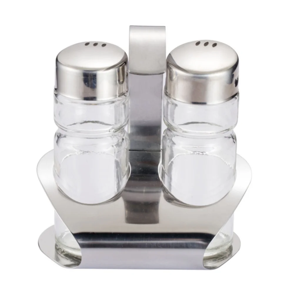 

1 Set Stainless Steel Glass Powder Dredger Seasoning Bottle Set Seasoning Box Container Kitchen Supplies for Home (Silver)