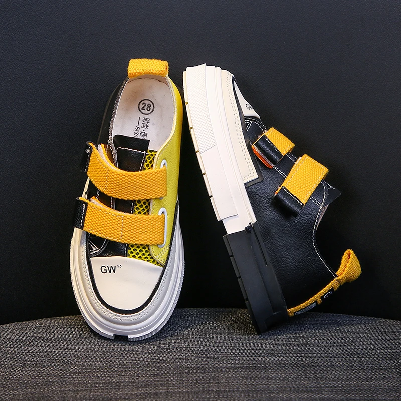 Spring Autumn Color Matching Air Mesh PU Leather Little Girls Boys Sports Casual Toddler Sneakers Children Kids Shoes |