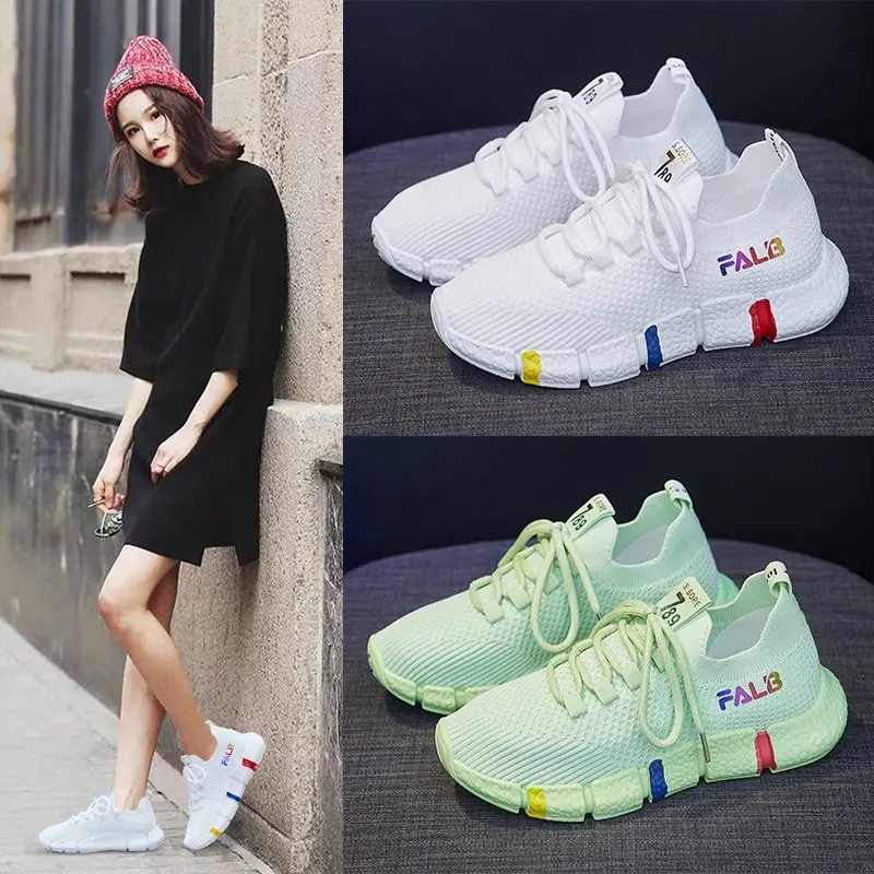 Дышащие кроссовки для бега женские светильник спортивной обуви мода в Корейском