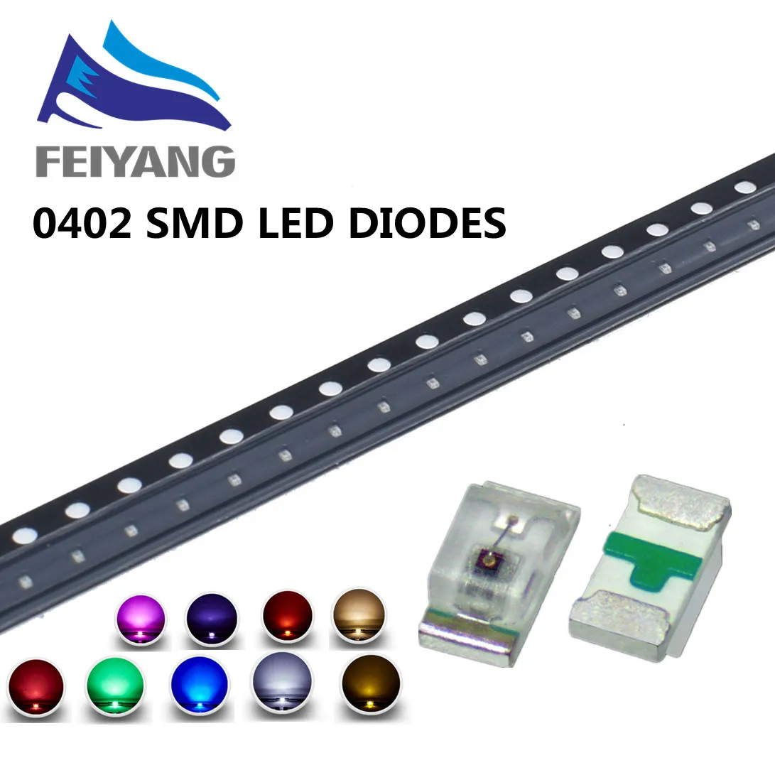 100 шт. 0402 0603 0805 1206 1210 smd светодиодный красный желтый зеленый белый синий
