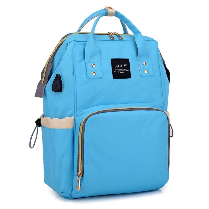 Mochila land mommy Сумка для беременных USB рюкзак Детская сумка для подгузников большой дорожный рюкзак детский Органайзер коляска сумка для кормления - Цвет: sky blue
