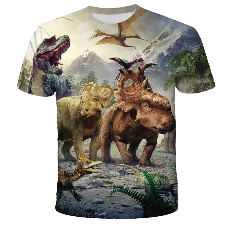 

2021 Jurassic World Fallen Kingdom Cool Dinosaur Head 3D Print T Shirt Boys And Girls Hiphop Tee Tshirt Boy color Clothes Drop
