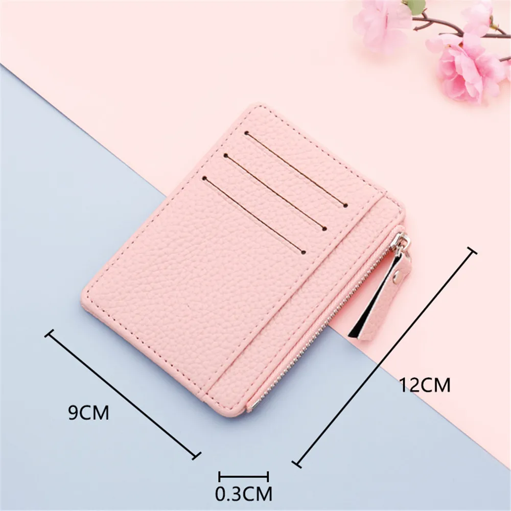 1pc Small Wallet Credit Multi-Card Holders Package Fashion Pu Function Zipper Ultra-Thin Organizer Case Student Women Coin Purse