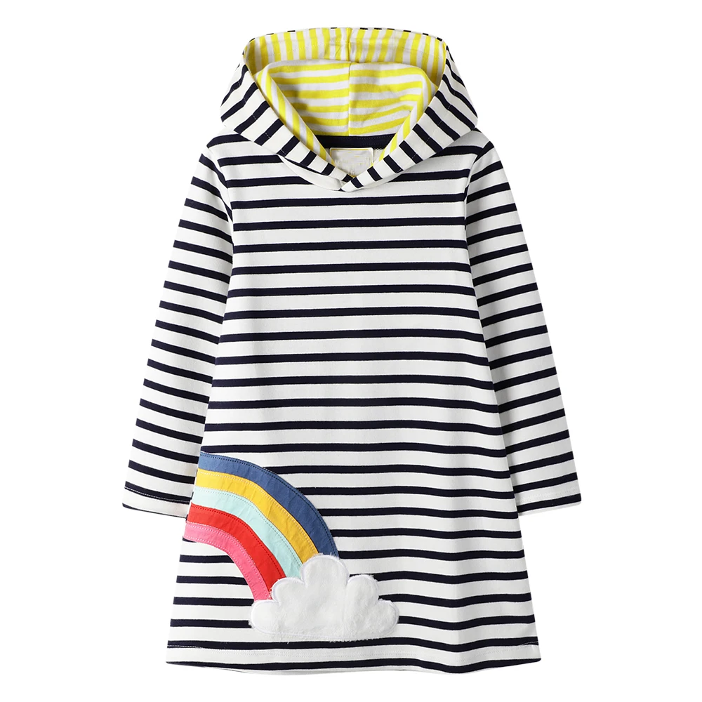 Платья для девочек платья малышек радужная одежда маленьких осенне-зимнее