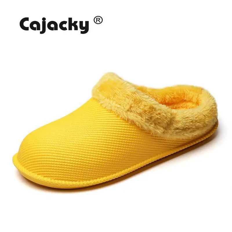 Cajacky зимние Для мужчин тапочки плюшевые теплые Водонепроницаемый зимняя обувь