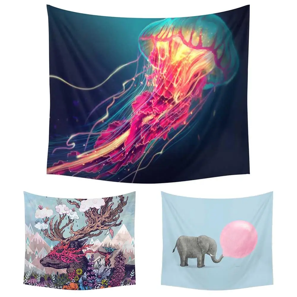 Богемный Настенный декор гобелен в виде медузы оленя глаз прямоугольное пляжное