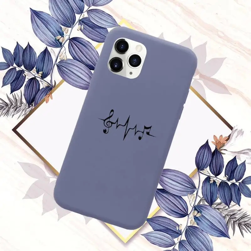 

msica nota black line Phone Case Candy Color for iPhone 11 12 mini pro XS MAX 8 7 6 6S Plus X SE 2020 XR