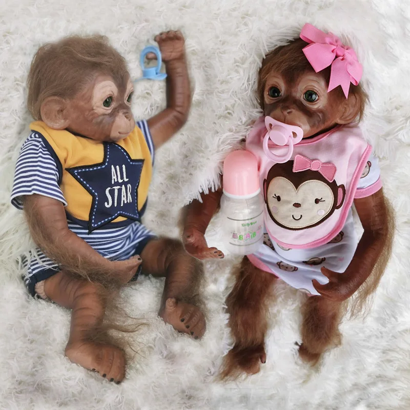 20Inch 46cm Handmade Reborn Orangutan Cute Monkey Rebirth Dolls Realistic Lifestyle Toddler Doll For Kids Birthday Gift