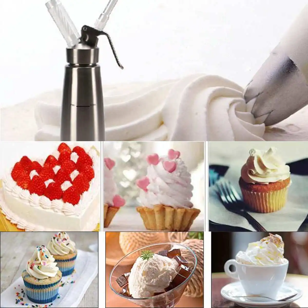 

1L Professional Aluminum Whipped Cream Dispenser Gourmet Whipper Canister Cream Whipper