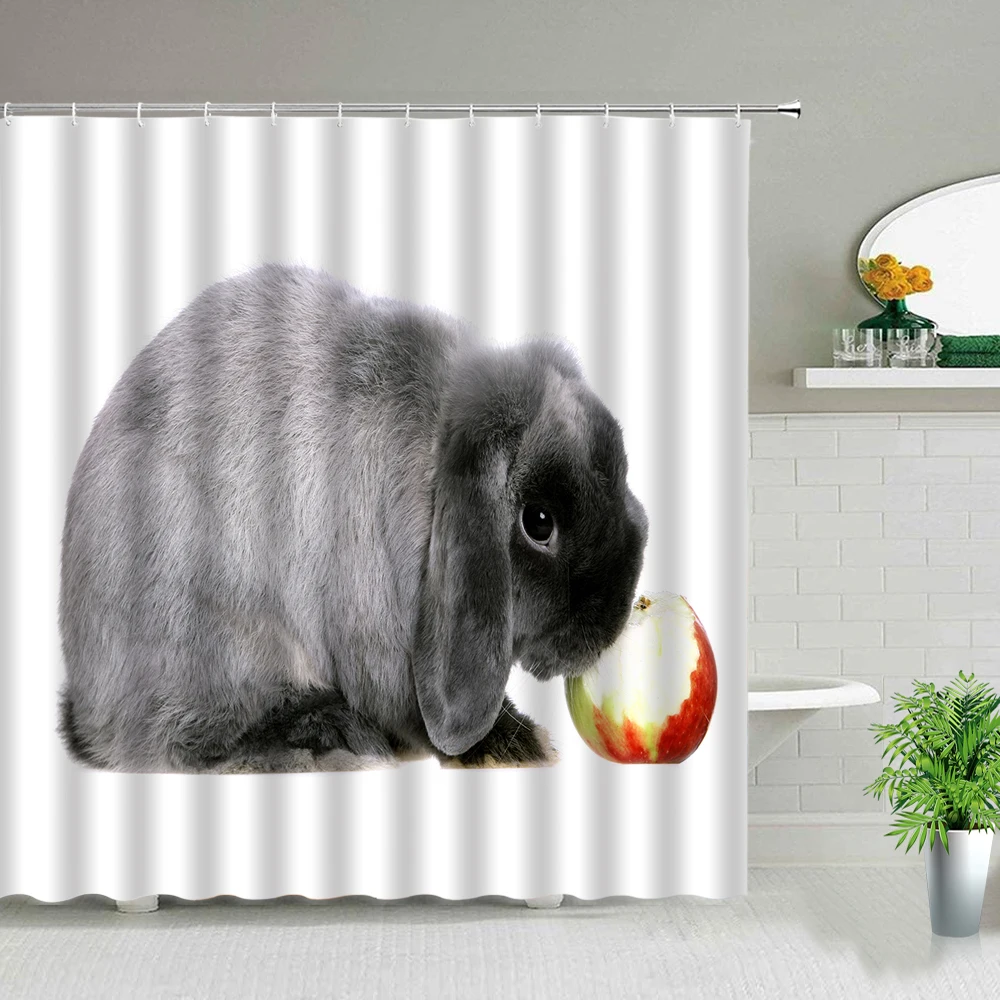 

Cute Animal Rabbit Bathroom Screen Shower Curtains Dandelion Flower Waterproof Fabric Bath Curtain Bathtub Home Decor With Hooks