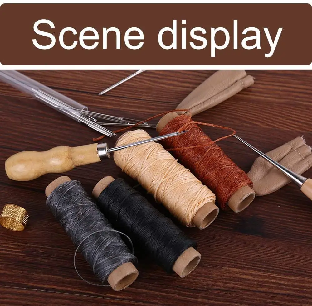 LMDZ Leather Sewing Kit, Leather Working Tools and Supplies, Leather Working Kit with Large-Eye Stitching Needles, Waxed Thread