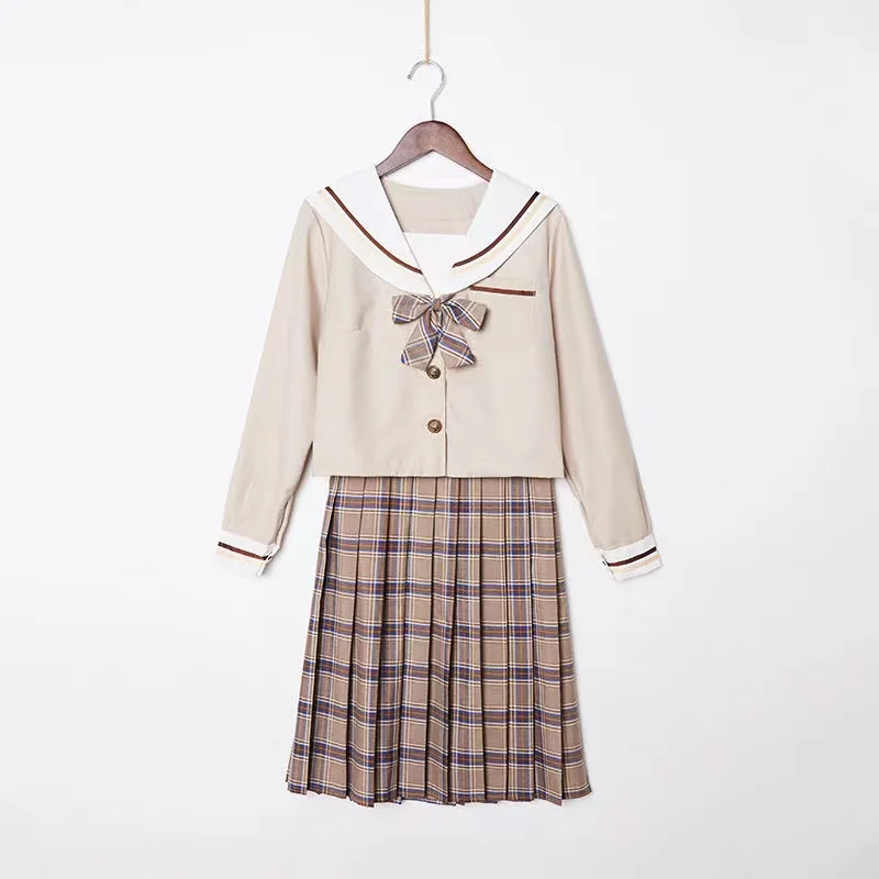 

New Arrival Japanese Orthodox JK Uniform Sets School Uniform Girls Sailor Suit Plaid Skirt High School College Style Uniform XXL