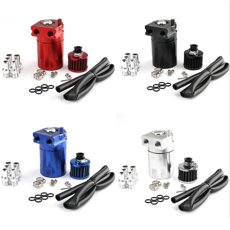 

Universal Car Aluminum Oil Catch Can Tank Kit Baffled Reservoir Fuel Tank 300ml With Parts Air Filter Baffled Car Oil Catch Can