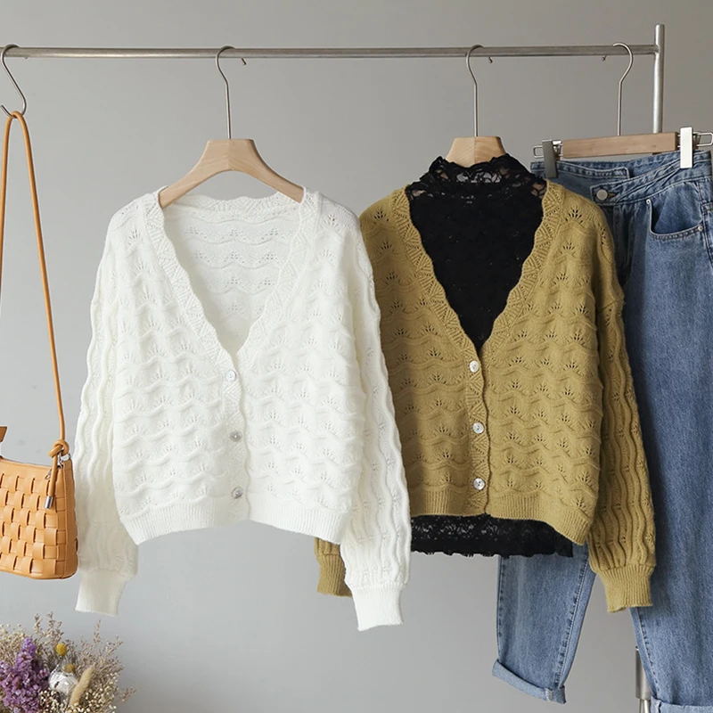 Однотонный Повседневный вязаный кардиган свитер 2020 женская мягкая и возрастная