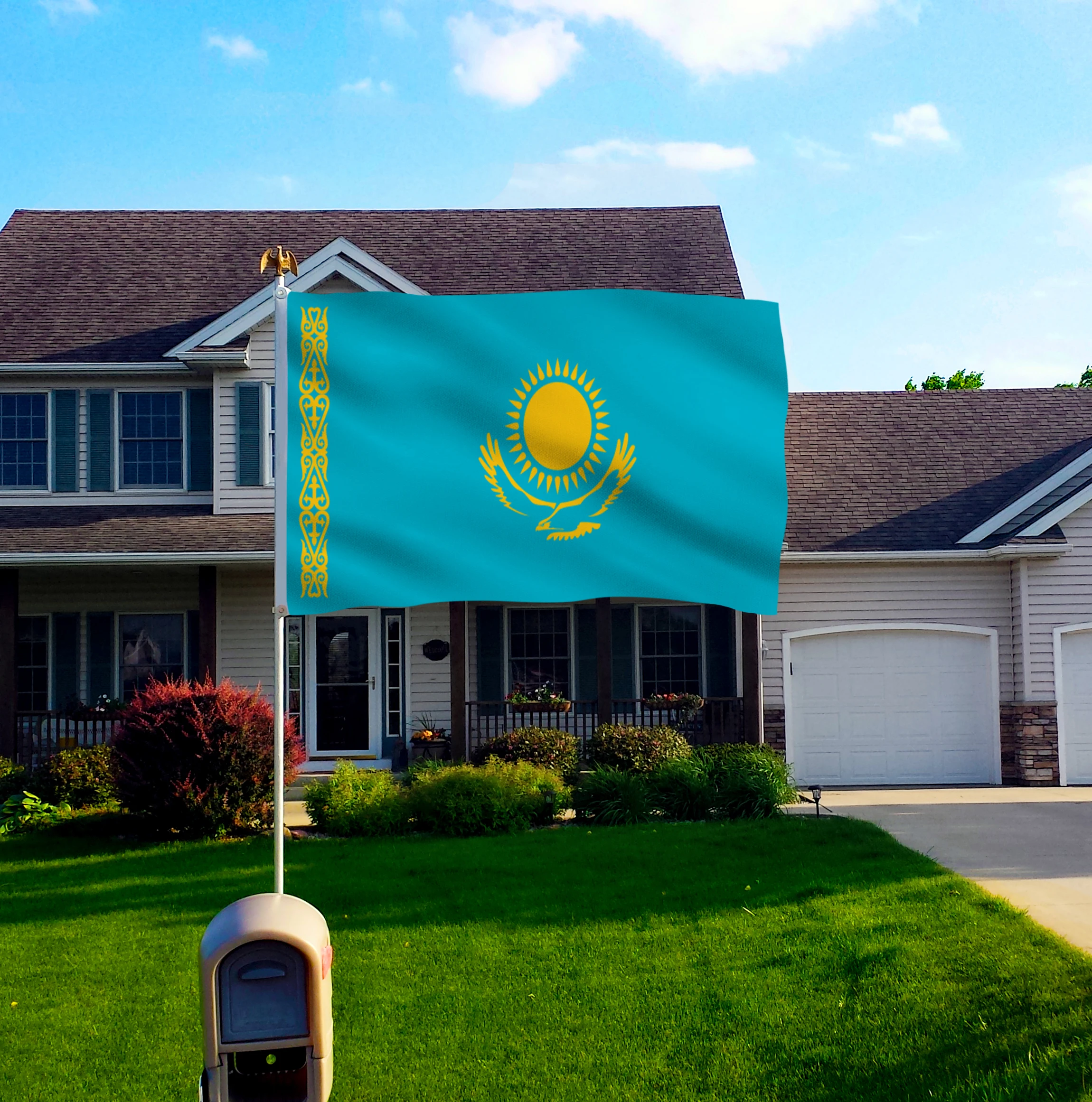 2017 KZ Kazakhstan Flag полиэстеровый флаг 5*3 фута 150*90 см высокое качество|kazakhstan flag|polyester