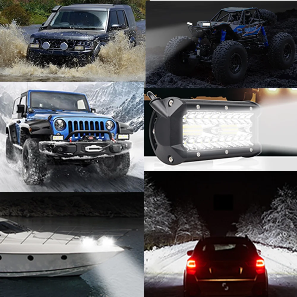 7-дюймовые светодиодные штативы 120 Вт трехрядные Водонепроницаемые рабочие огни