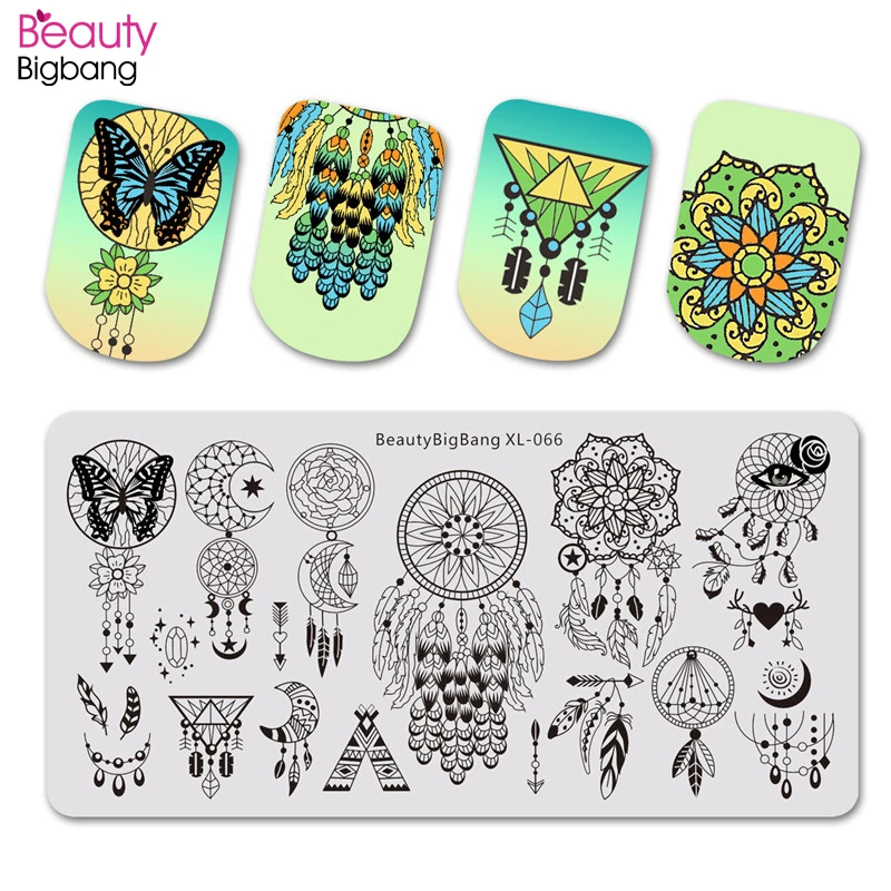 6*12 см штамповки BeautyBigBang для ногтей &quotсделай сам&quot с изображением Ловца снов перо