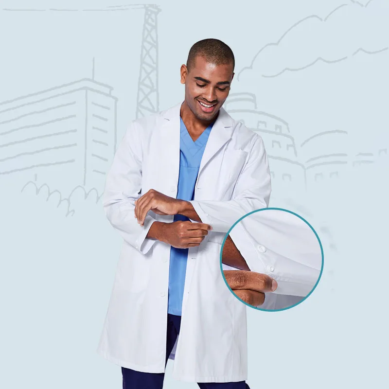 Lab Coats размера плюс медицинский Халат рабочая одежда для больниц Униформа длинный
