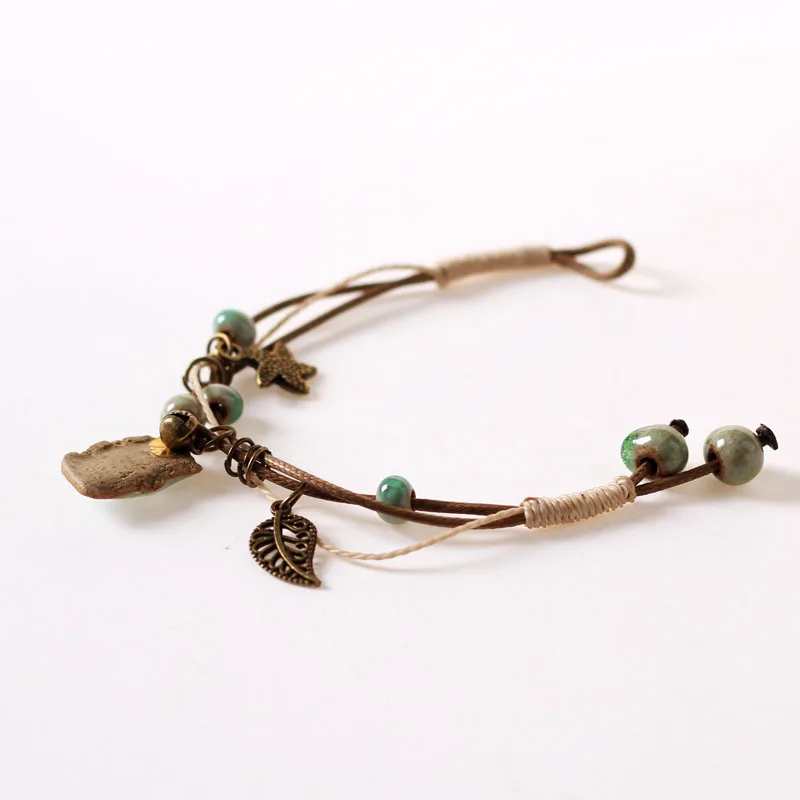 Модный очаровательный керамический браслет в этническом стиле с цветочным