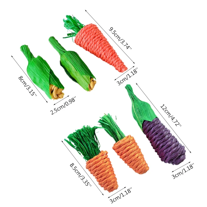 

Hamster Rabbit Chew Toy Set Bite Grind Teeth Toys Corn Carrot Eggplant Rattan Woven Balls For Tooth Cleaning Radish Molar Toys P
